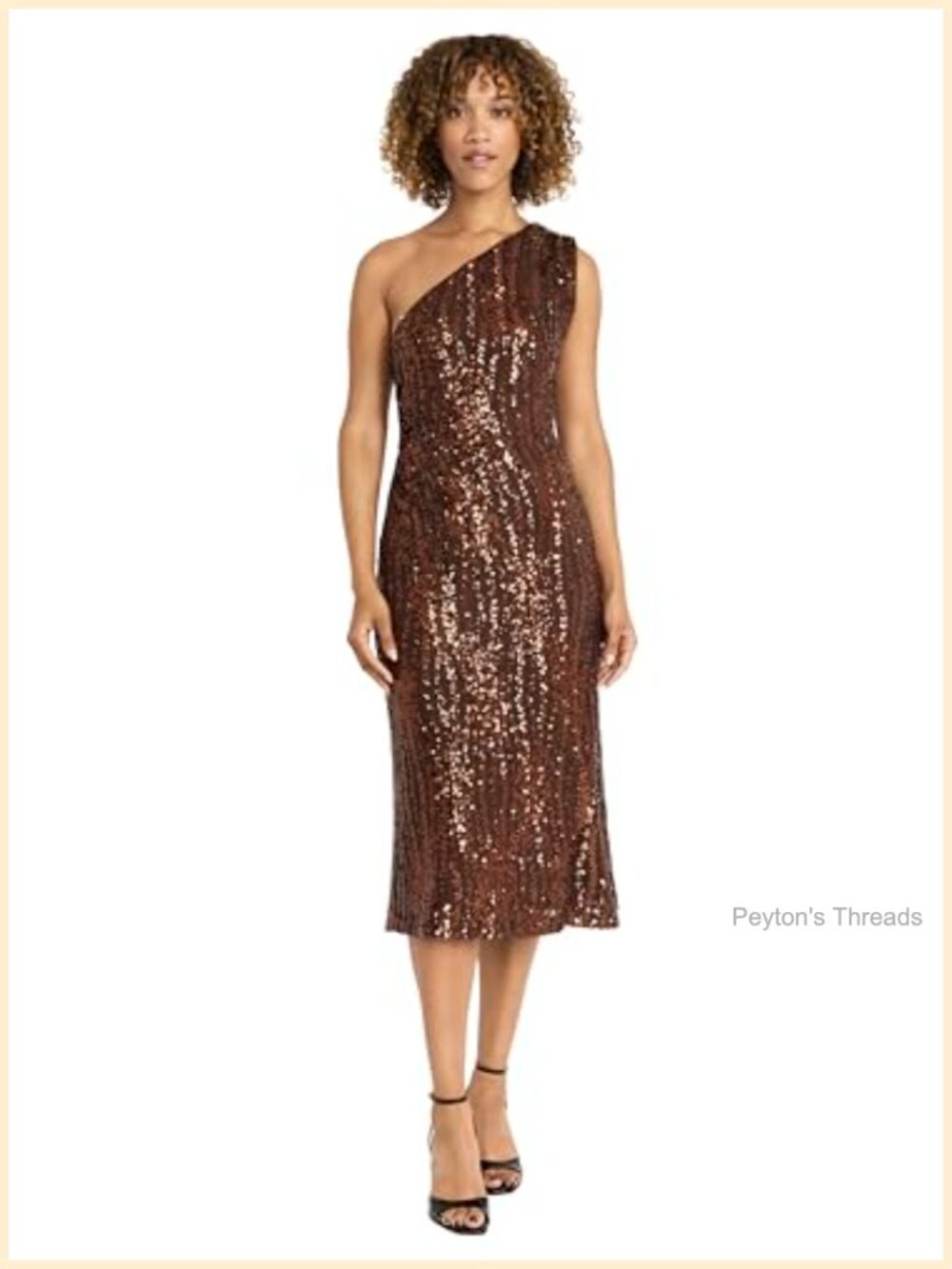 One-Shoulder Sequin Midi Dress Fitted Cocktail Party